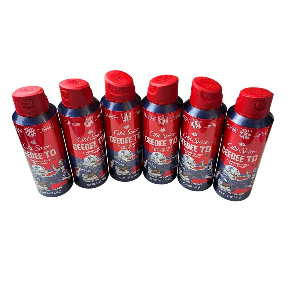 X6 Old Spice NFL CeeDee TD Aluminum Free Body Spray 5.1oz Can Teak & Toe Taps